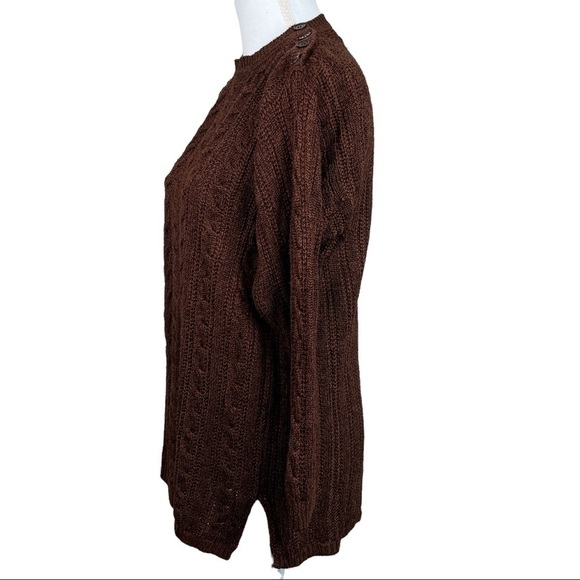 Laura Martin Collection Silk Blend Knit Sweater Long Sleeve shoulder button M - Picture 3 of 7